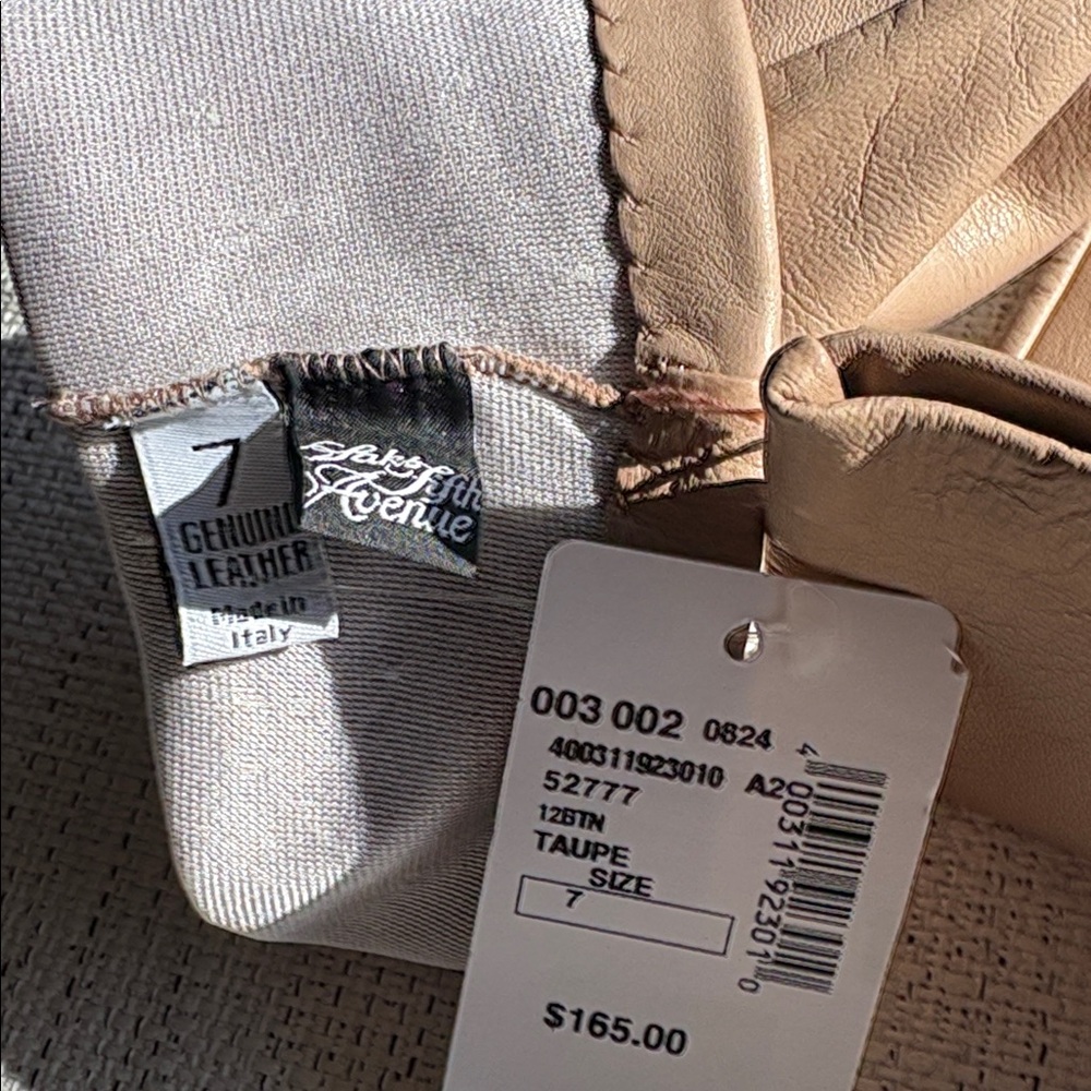 Saks Fifth Avenue Tan Leather Gloves size 7 - Picture 7 of 8